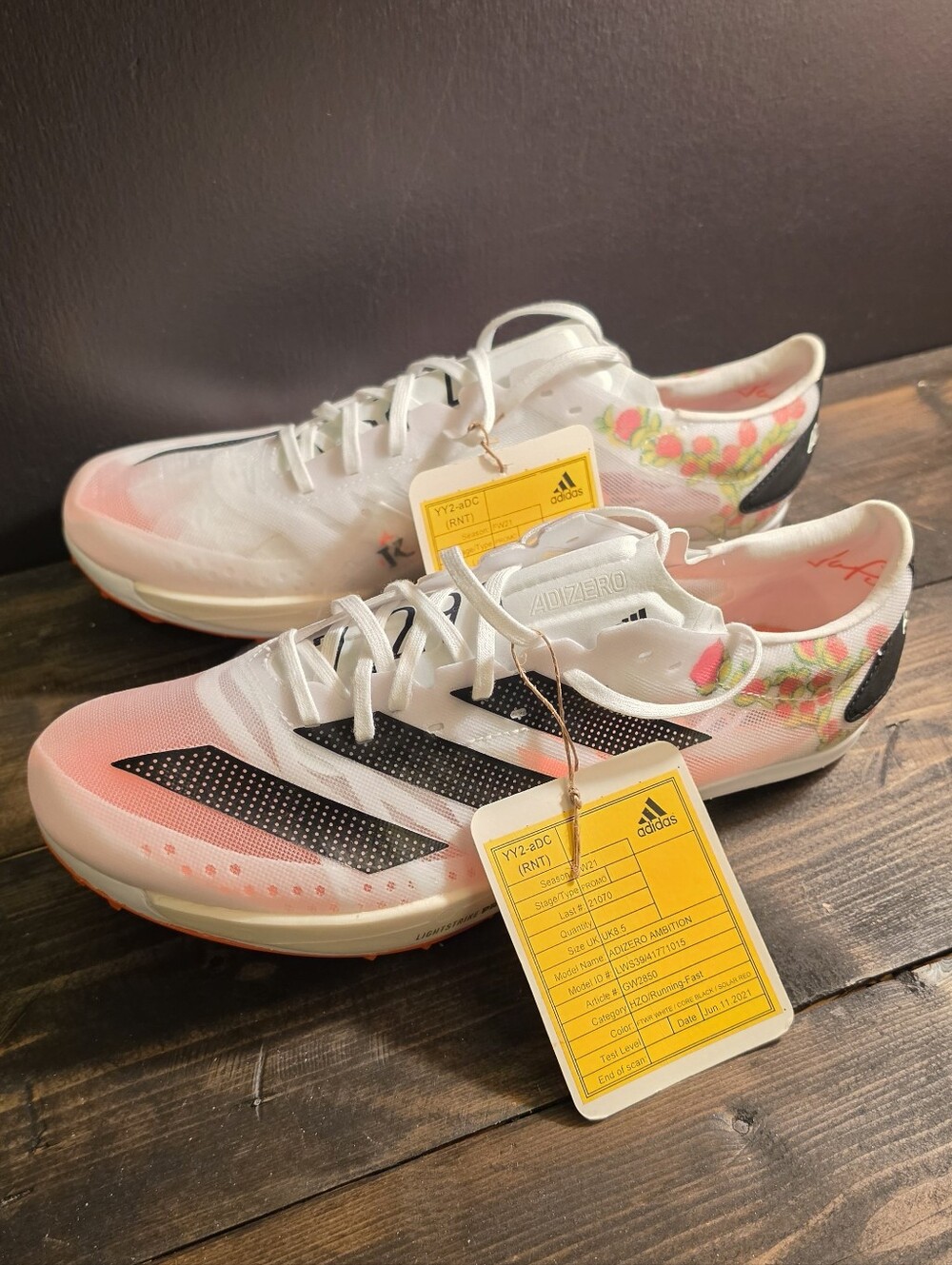 Adidas Adizero Ambition Spikes GW2850 Sample Track Shoes White Solar Red US 9